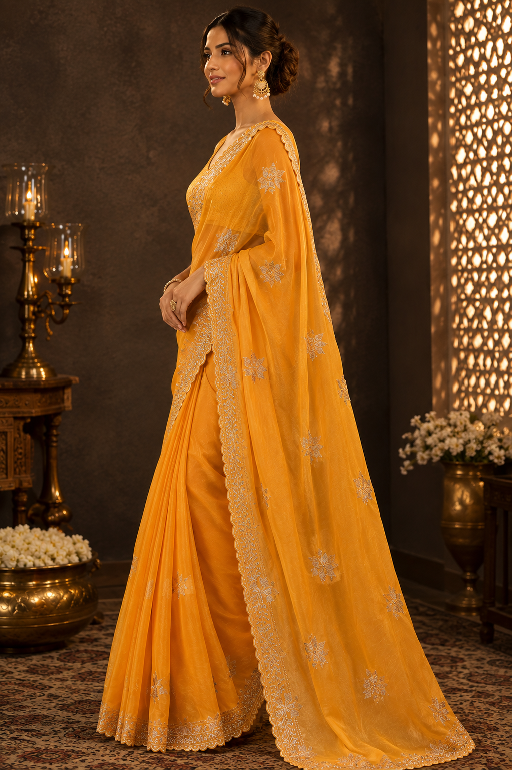 KANAK AURA — Golden Marigold Saree