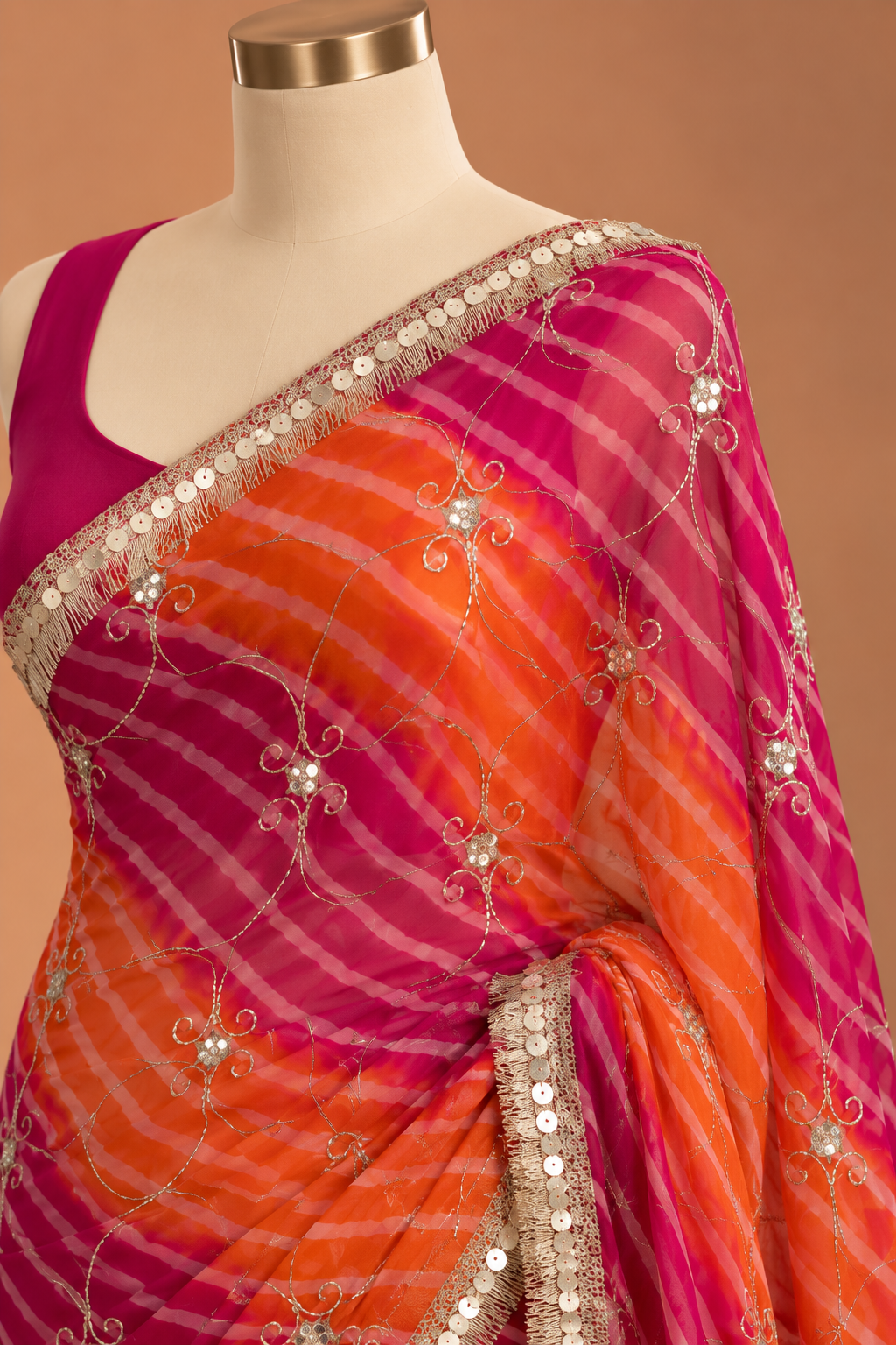 Gulnaar Rosé Sequin Saree