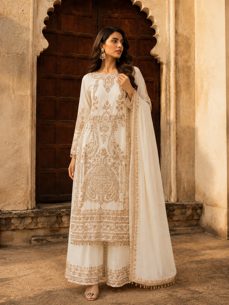 Sheesh Mahal Ivory Suit Set