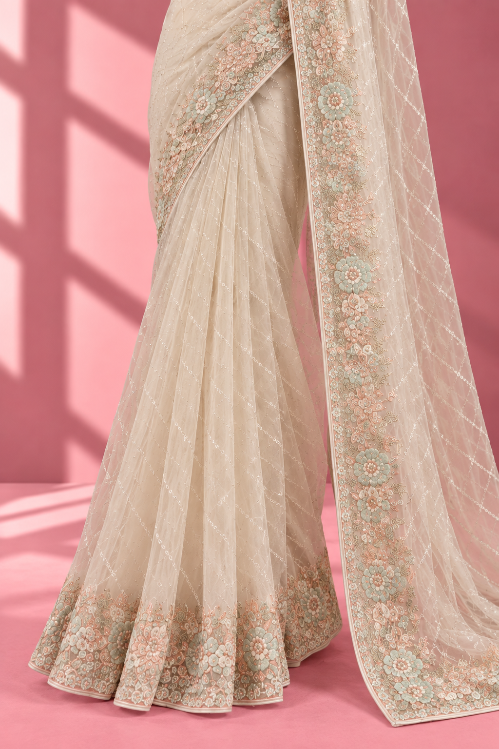 Chandrika Jaal Ivory Net Saree