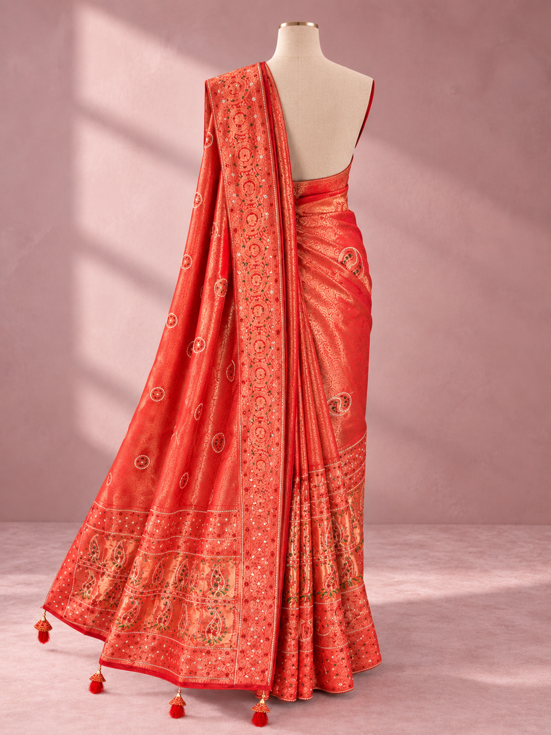 Aurelia Vermilion Saree