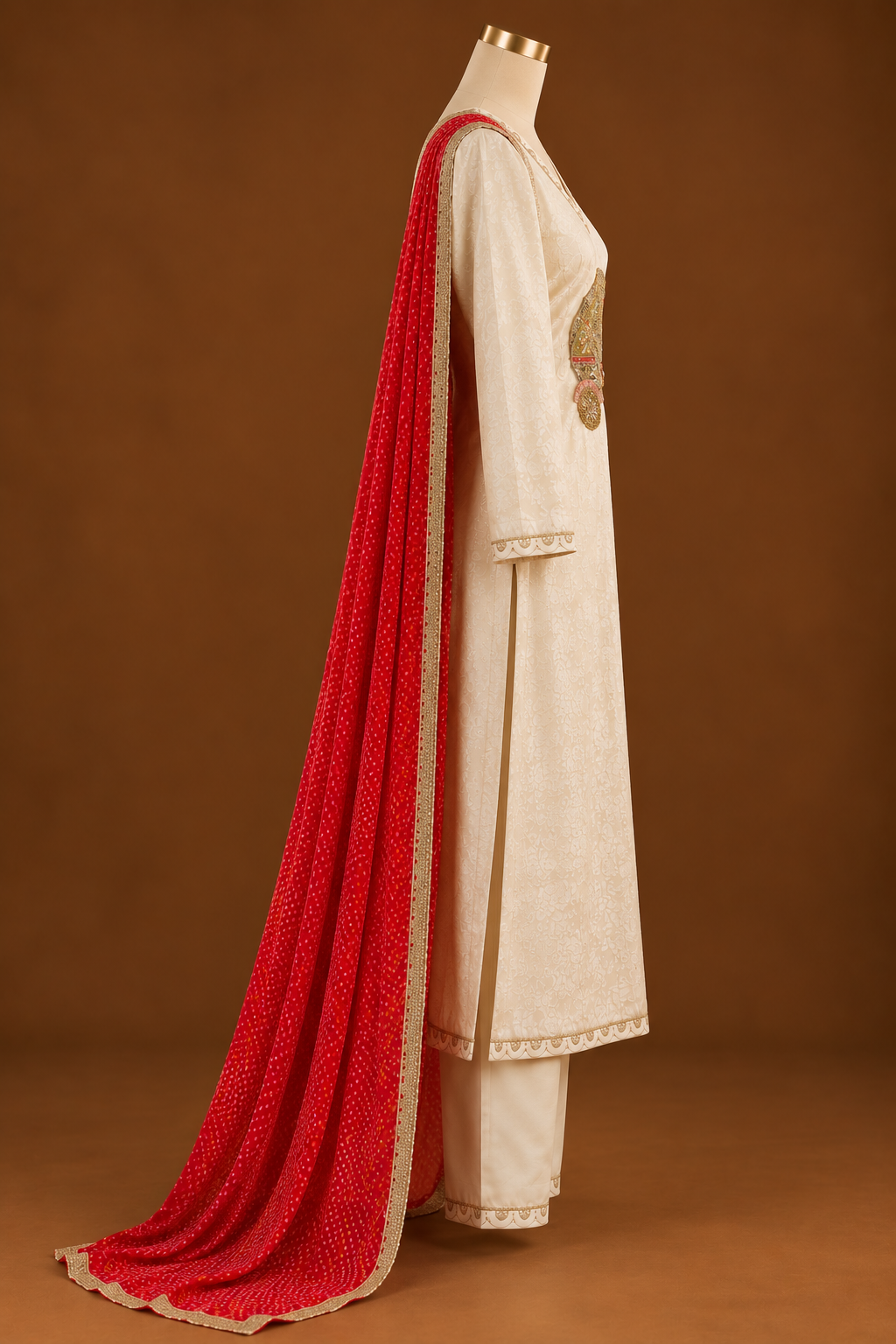 RUBAIYA — Ivory Crimson Heritage Suit