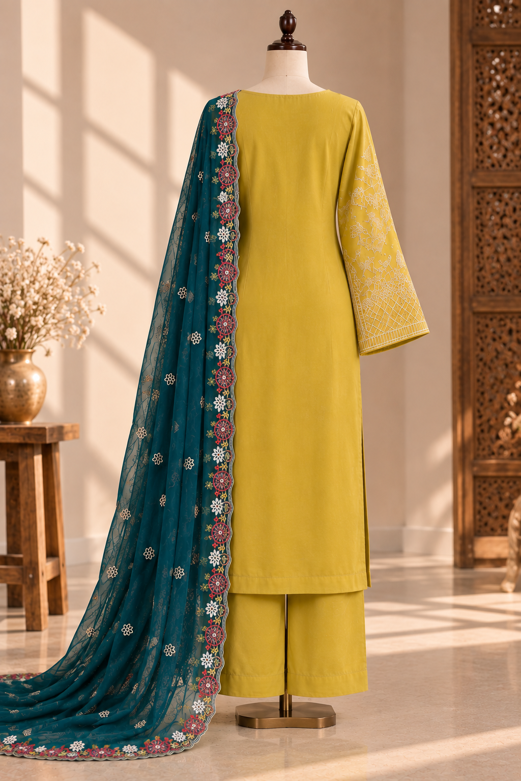 Zehra Gulbahar Mustard & Teal Ensemble