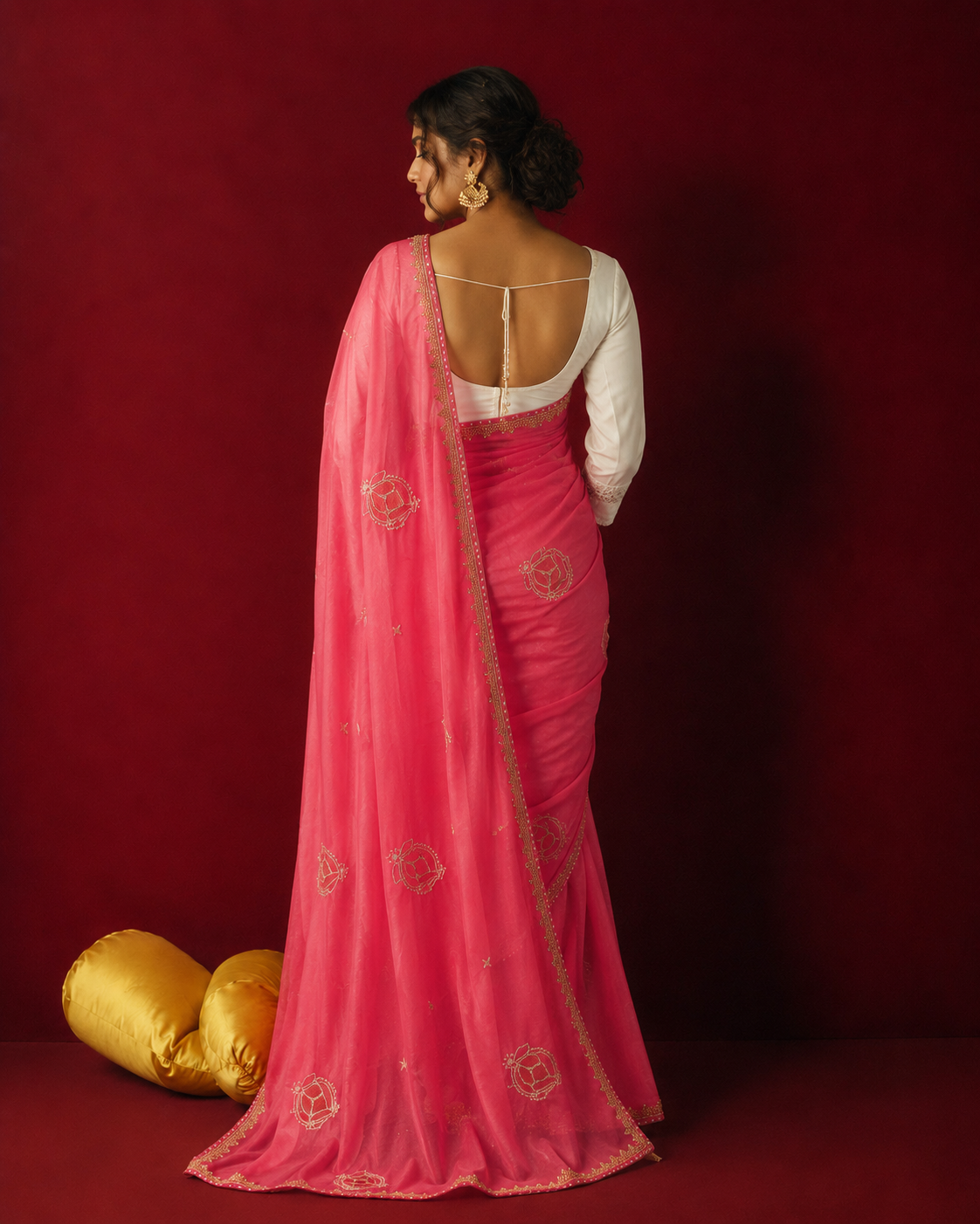 ROSÉ NOOR — Pink Embroidered Saree
