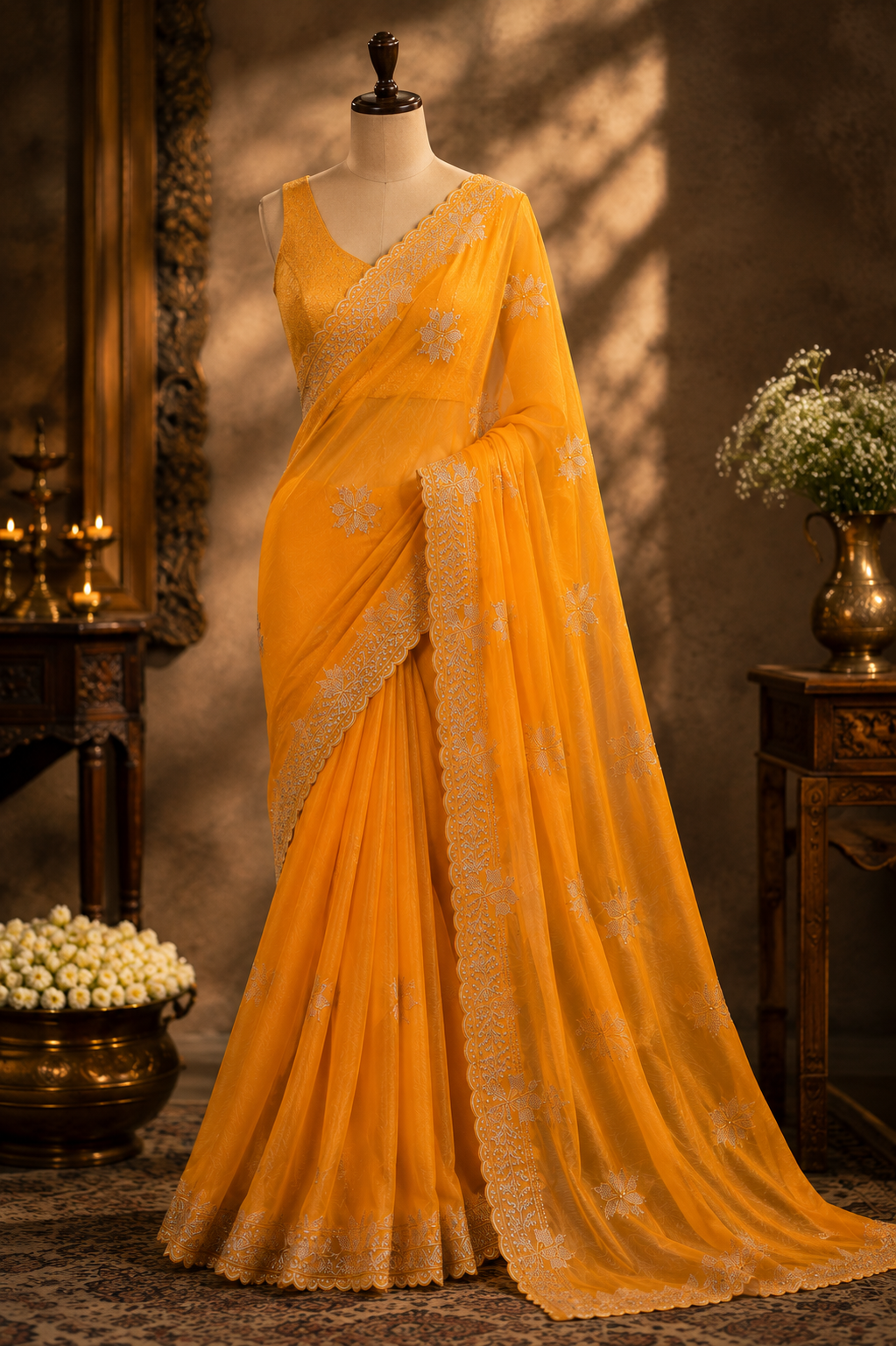 KANAK AURA — Golden Marigold Saree