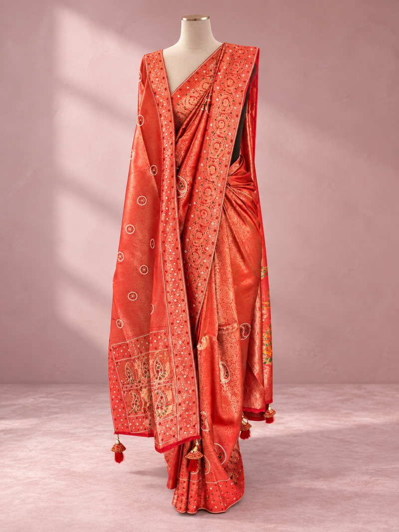 Aurelia Vermilion Saree