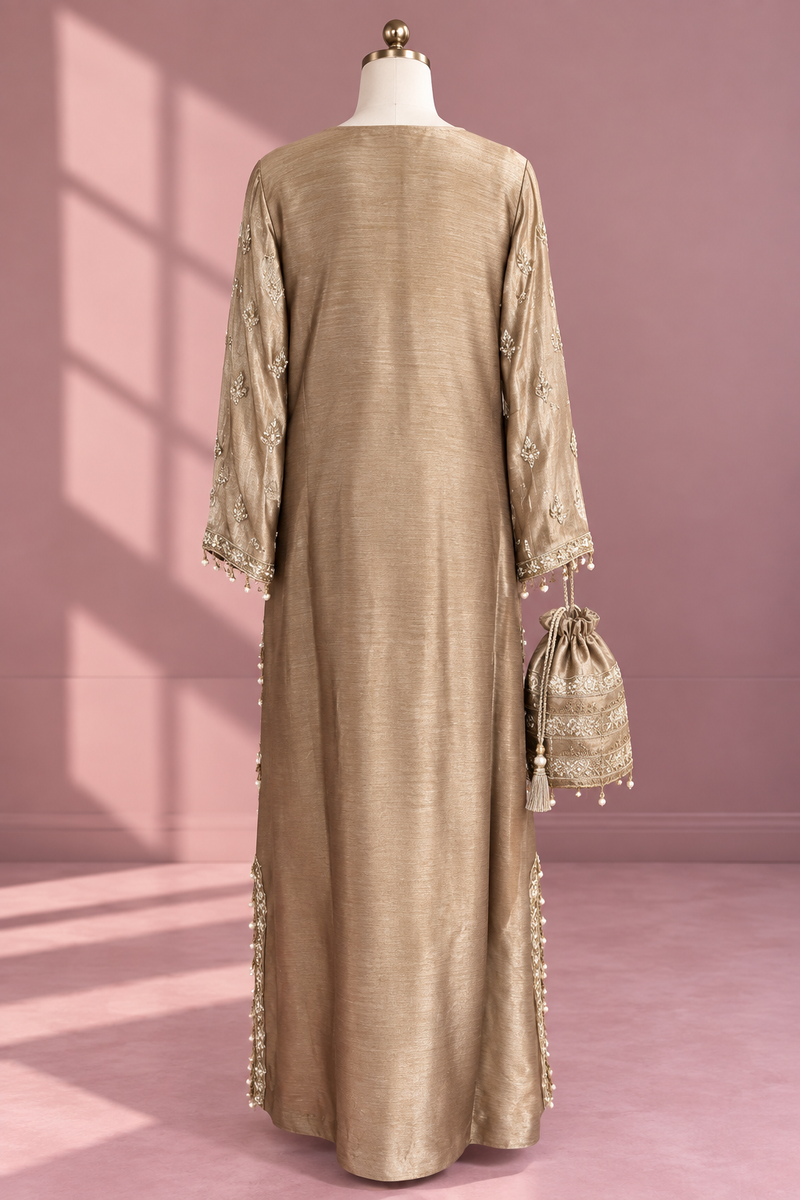 Champagne Zaria Suit with Potli