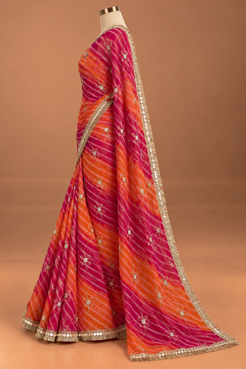 Gulnaar Rosé Sequin Saree