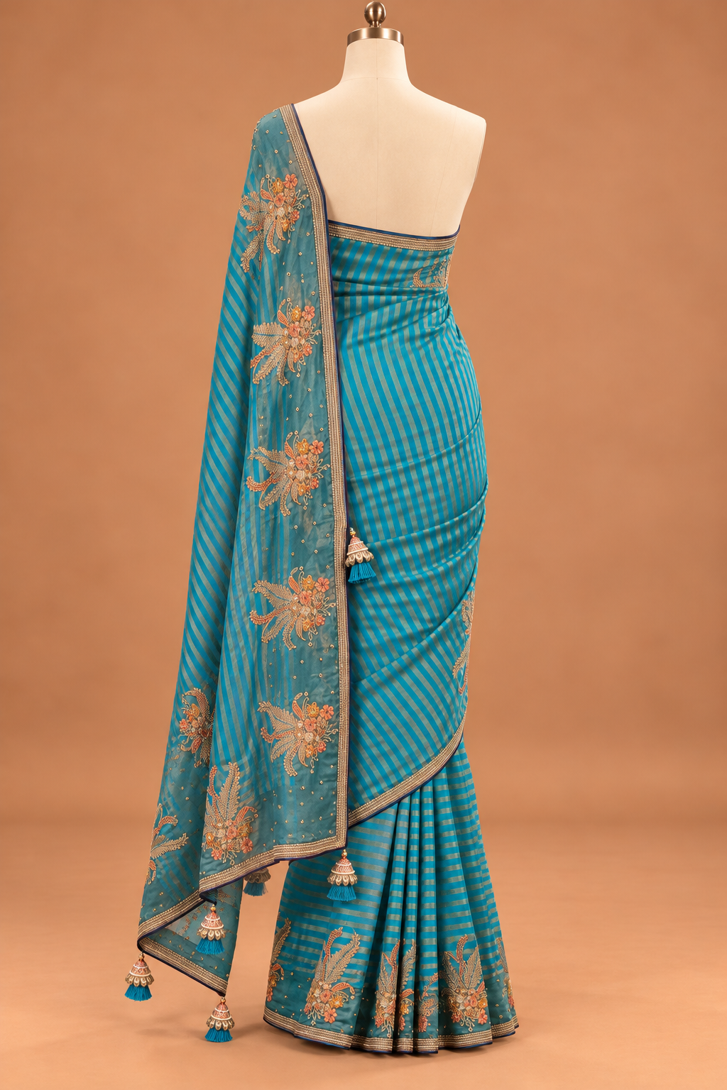 Mayura Teal Gold Saree