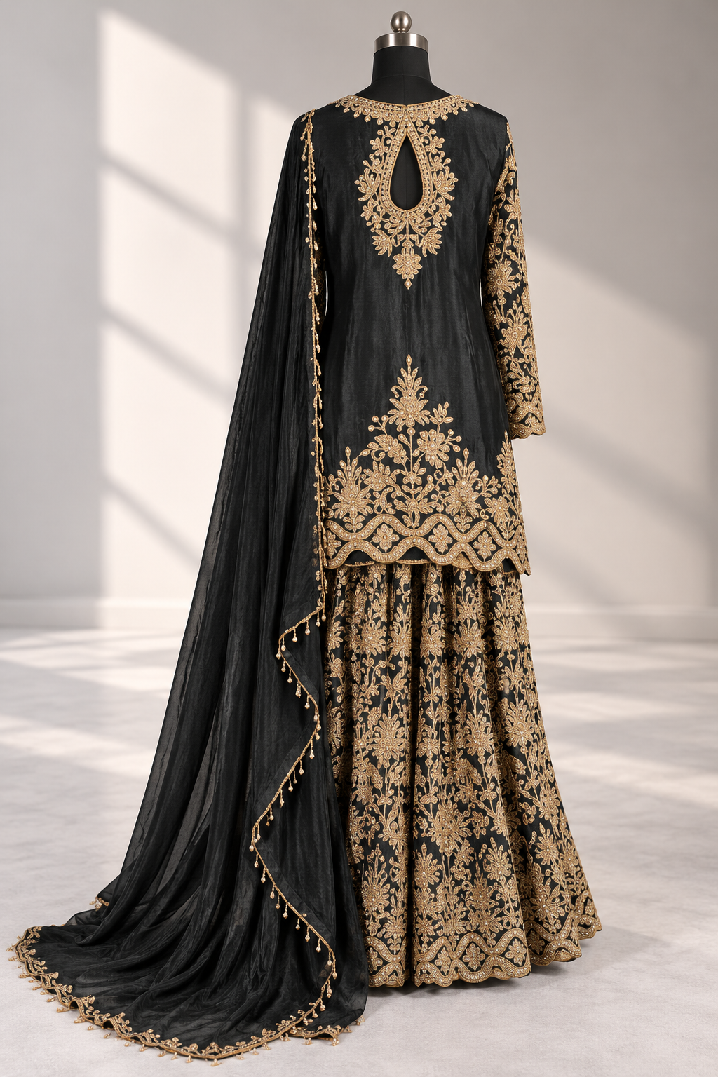Royal Noir Sharara Set