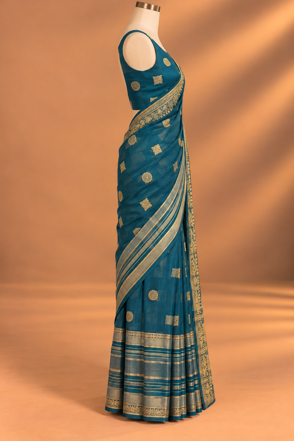 Teal Royale Woven Saree