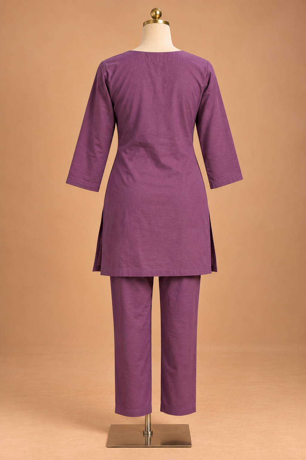 Mauve Floral Embroidered Kurta Set