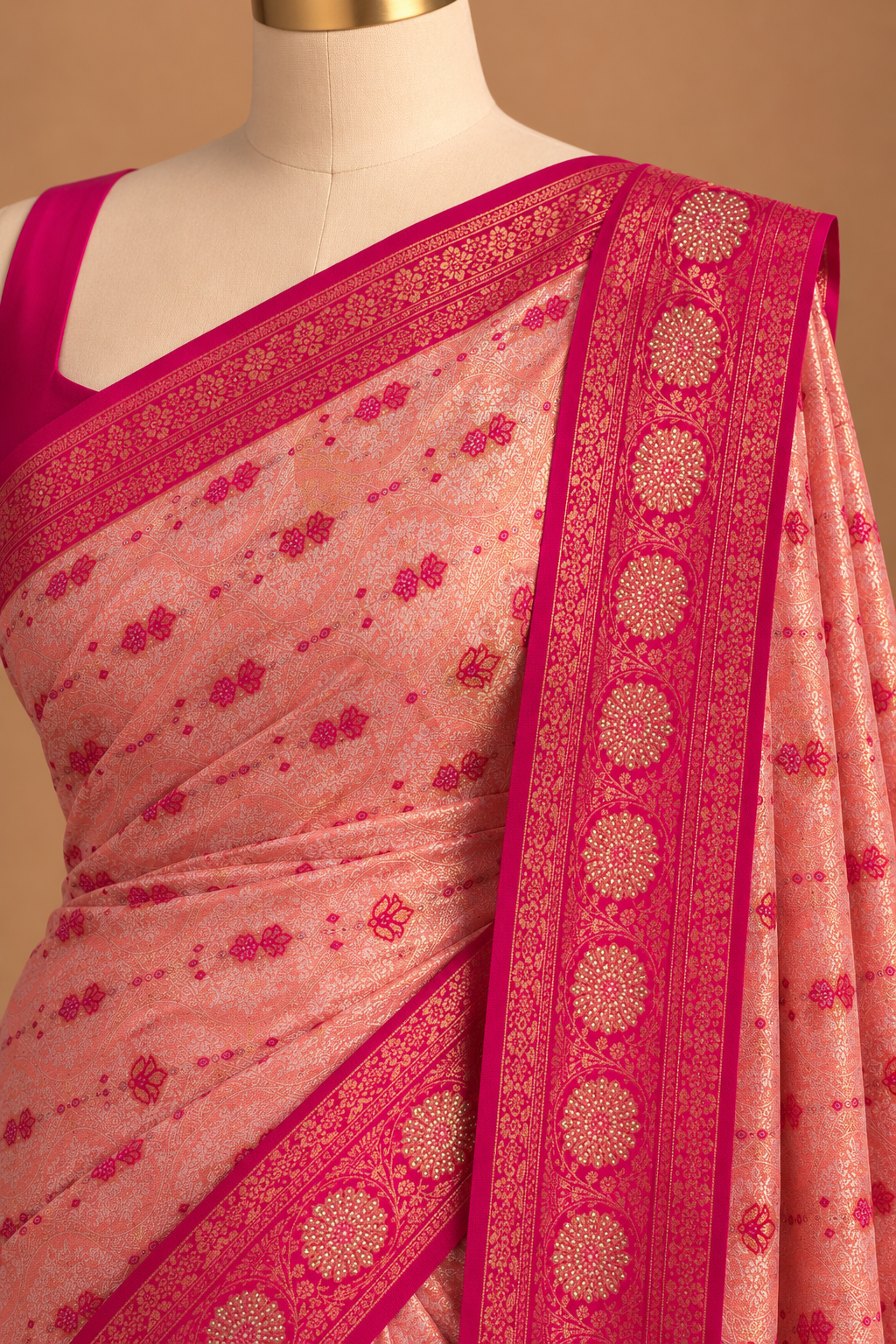 Gulabi Meenakari Banarasi Saree
