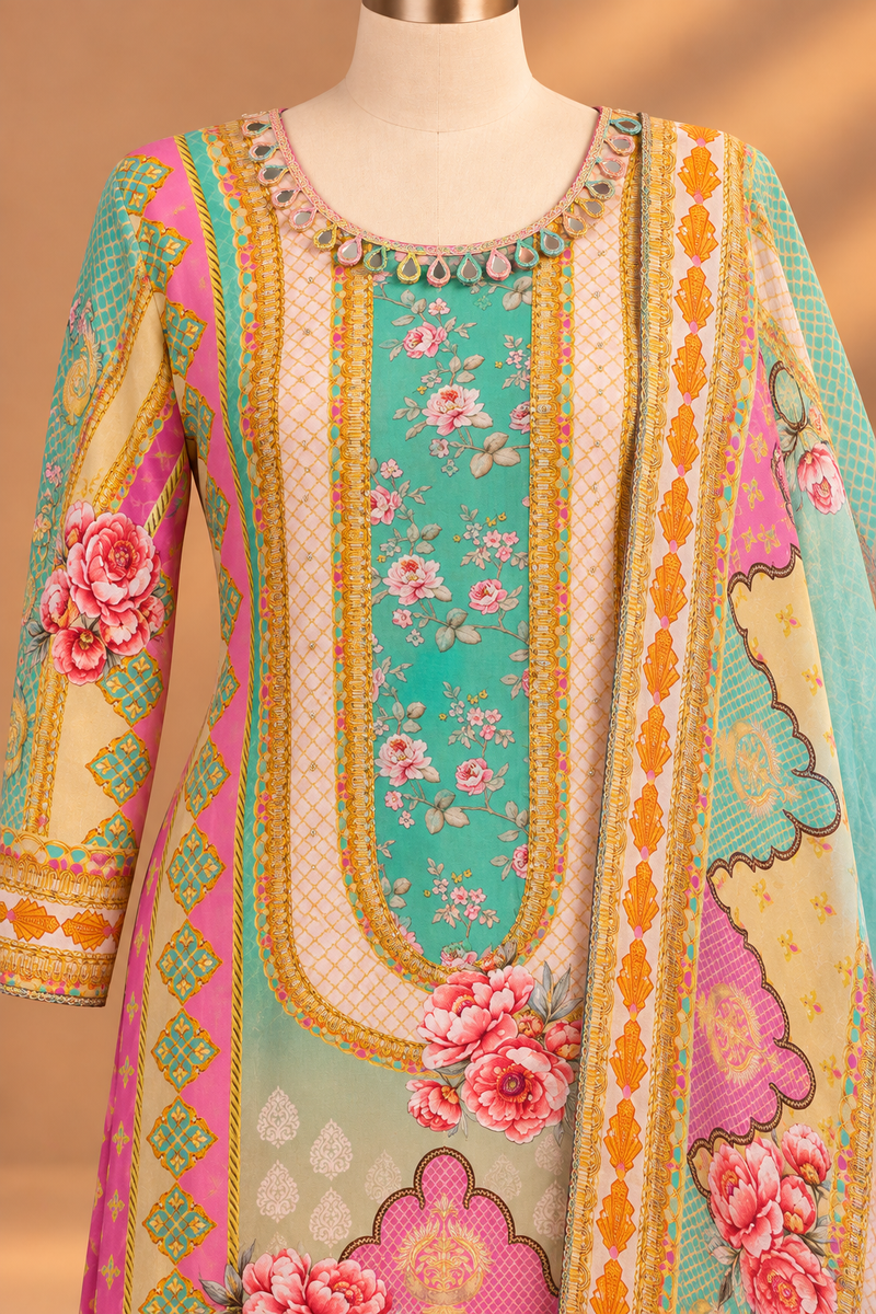Rangrez Multicolour Floral Suit Set