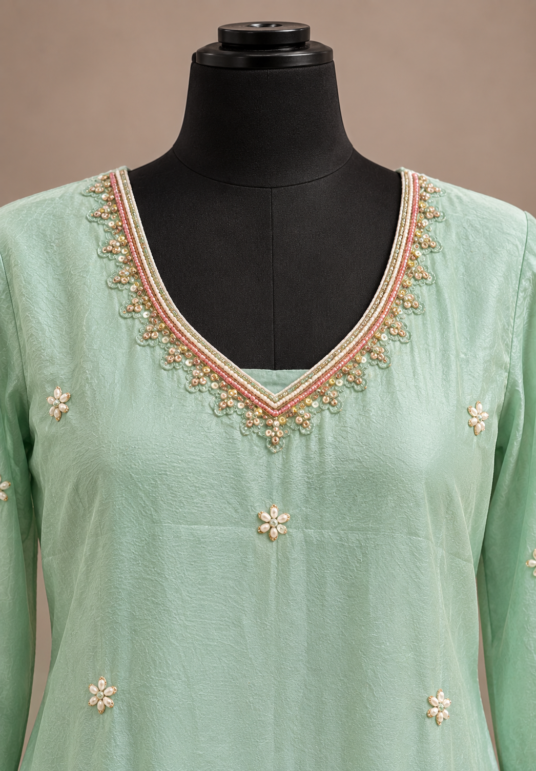 Mint Mehar Floral Embroidered Sharara Set