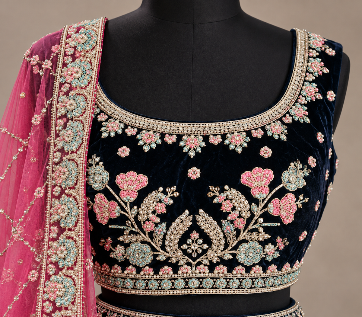 Midnight Blossom Lehenga