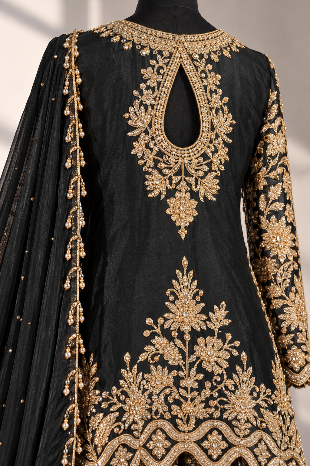 Royal Noir Sharara Set