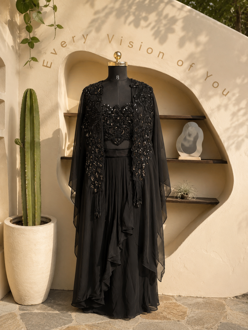 Noir Celeste Cape Set