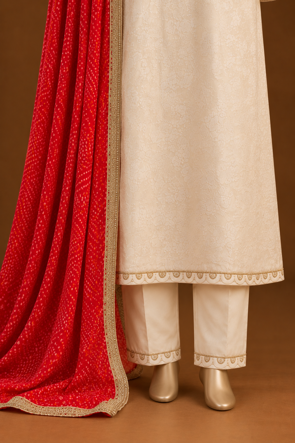 RUBAIYA — Ivory Crimson Heritage Suit