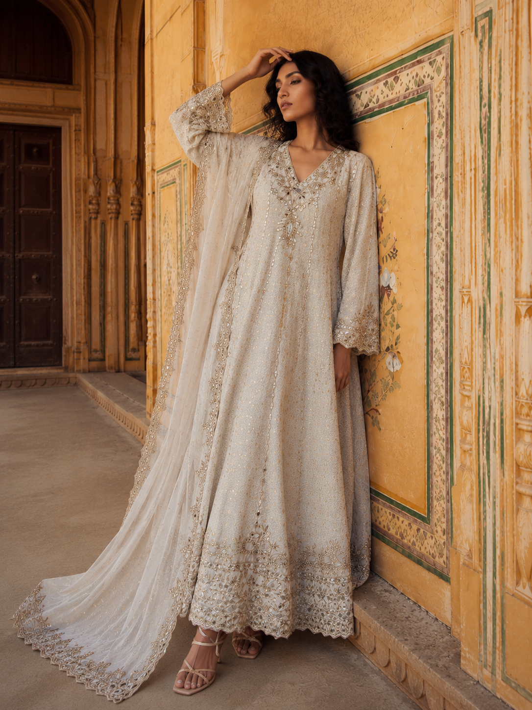 Ivory Noor Anarkali Set