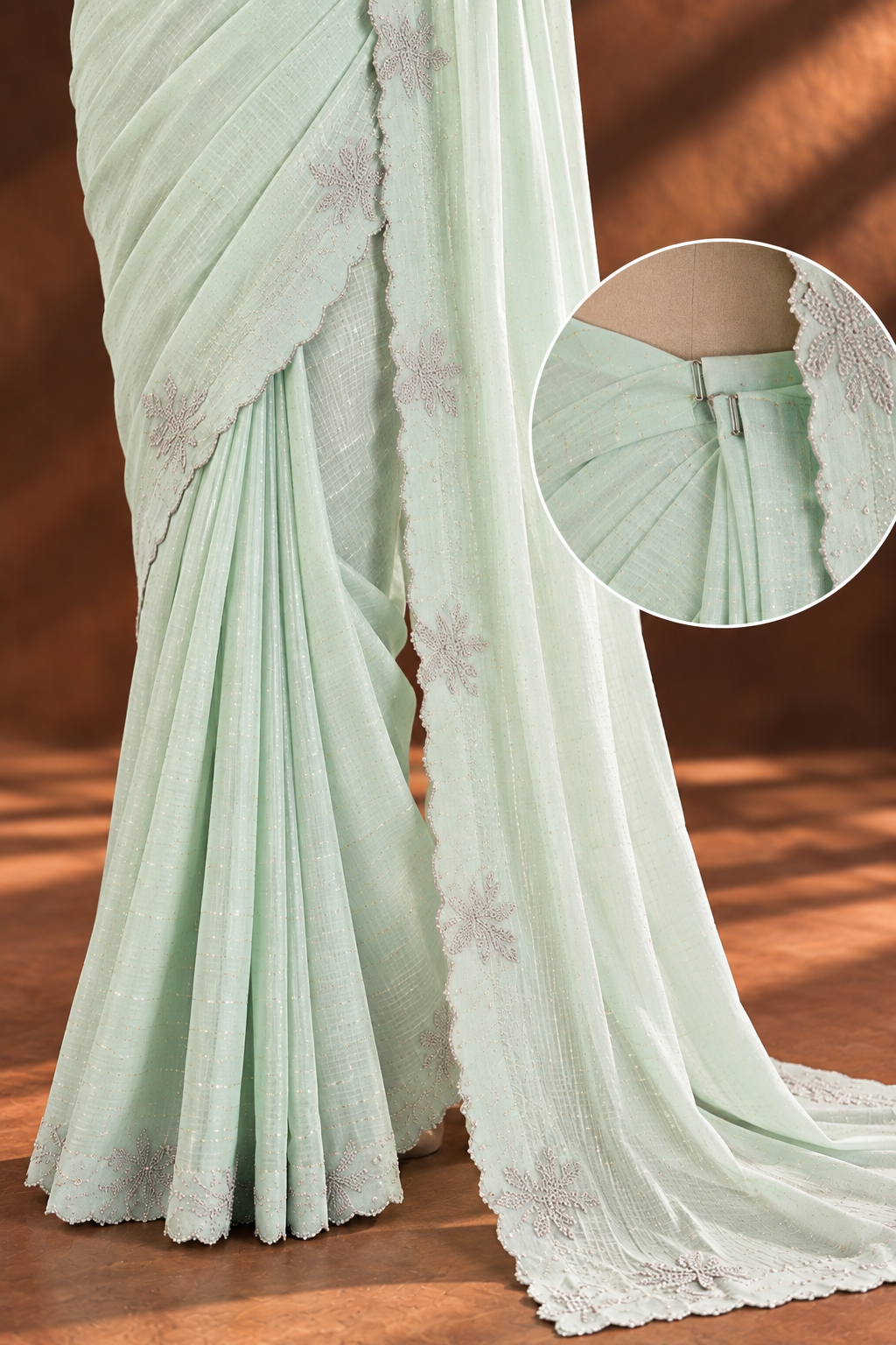 Noor-e-Sahar Mint Chiffon Saree