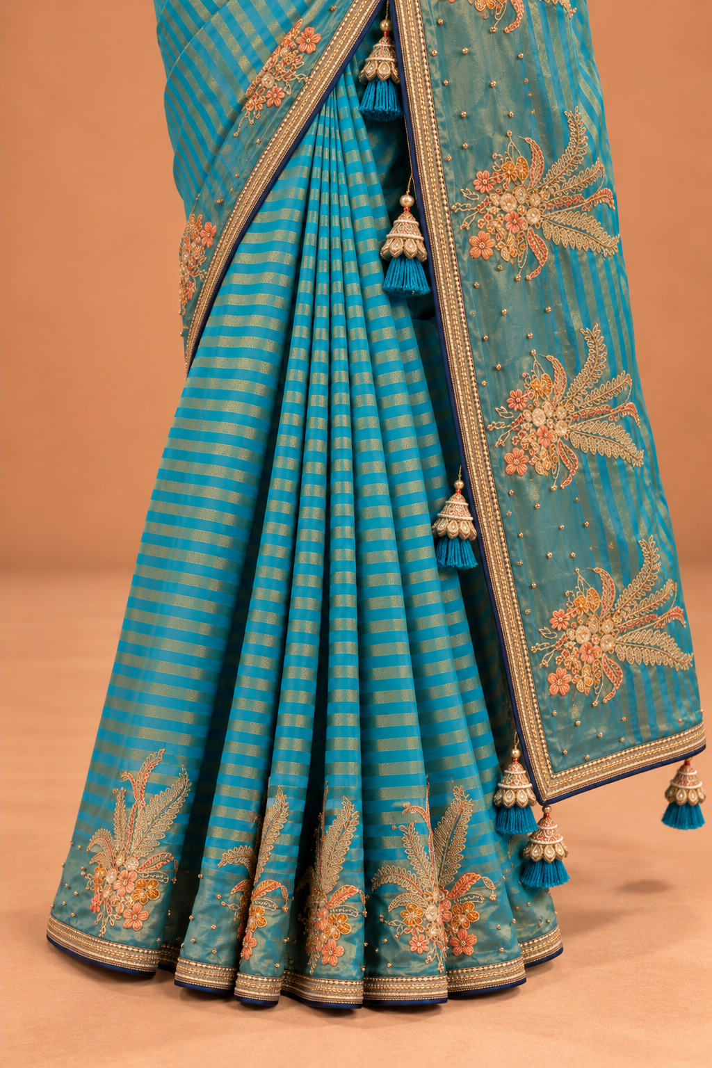Mayura Teal Gold Saree