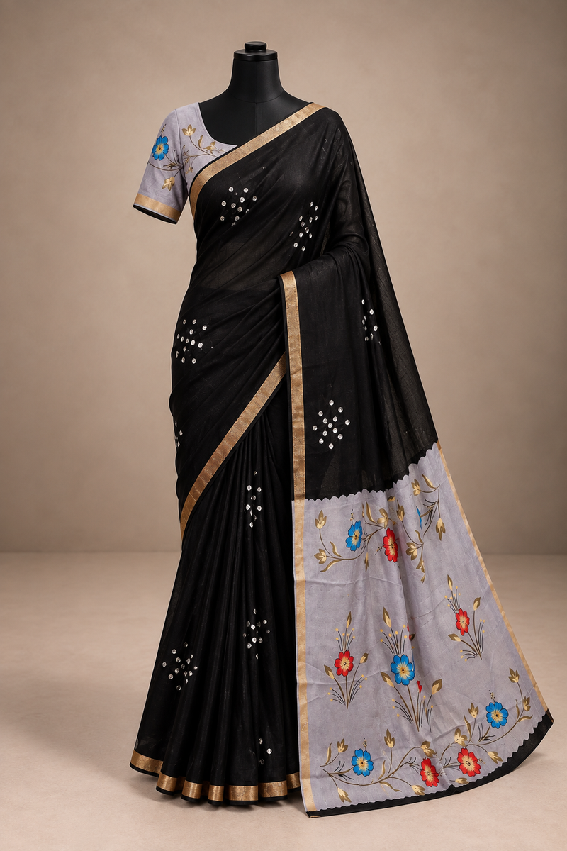 NOIR JARDIN — Floral Pallu Saree