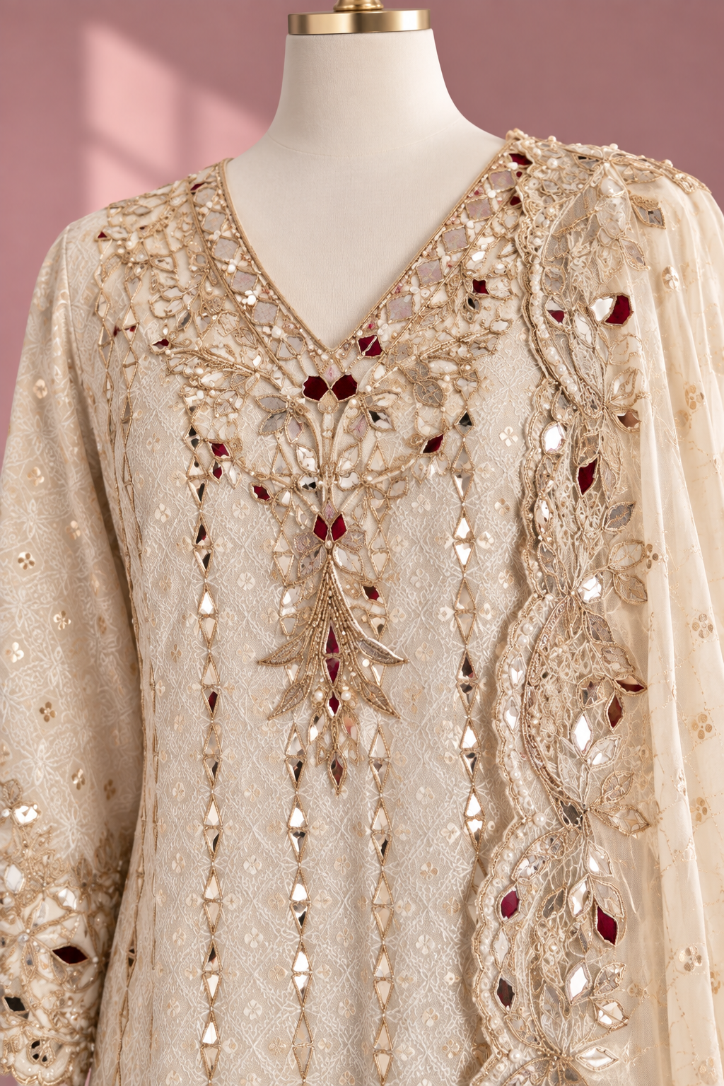 Ivory Noor Anarkali Set