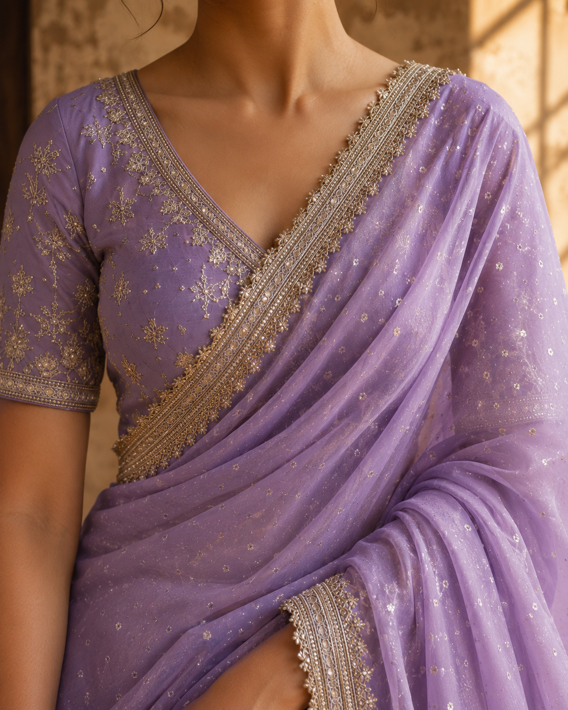MEHER ROSÉ — Pearl Peach Saree