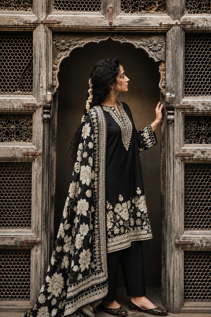 NOIRÉ JARDIN — Black Floral Ensemble