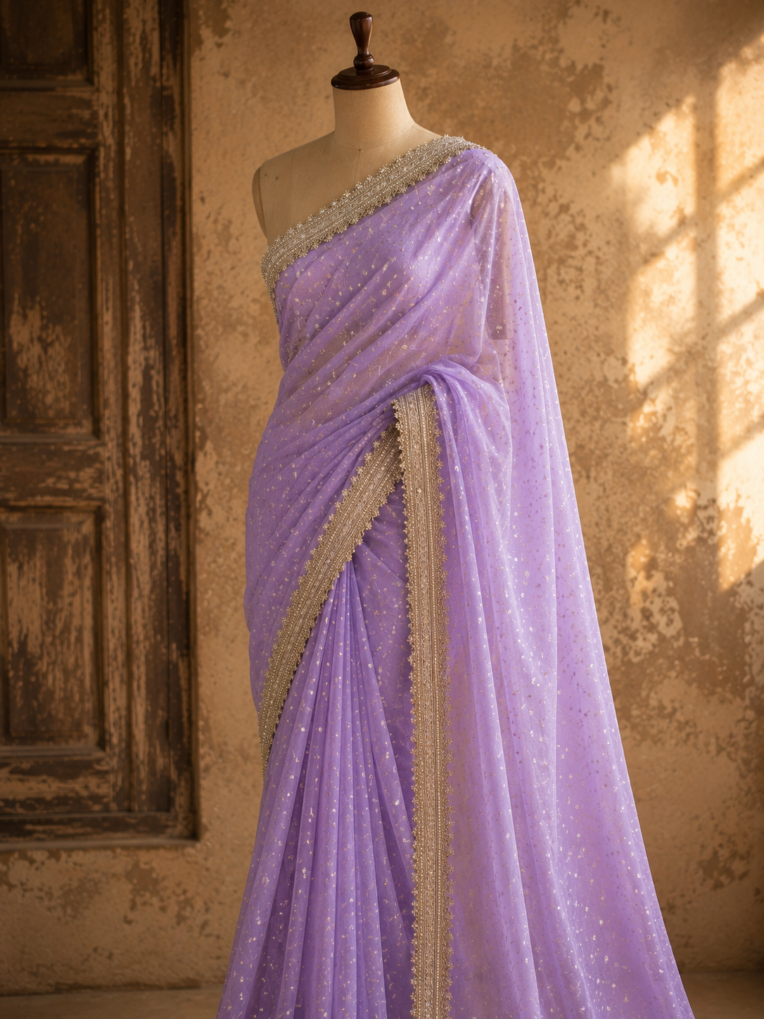 MEHER ROSÉ — Pearl Peach Saree