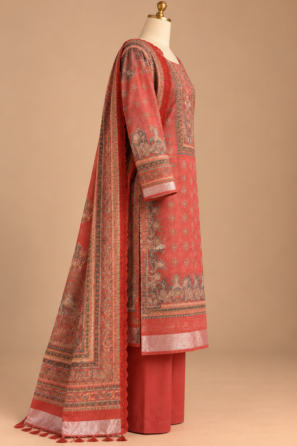 Rangrez Rust — Unstitched Suit