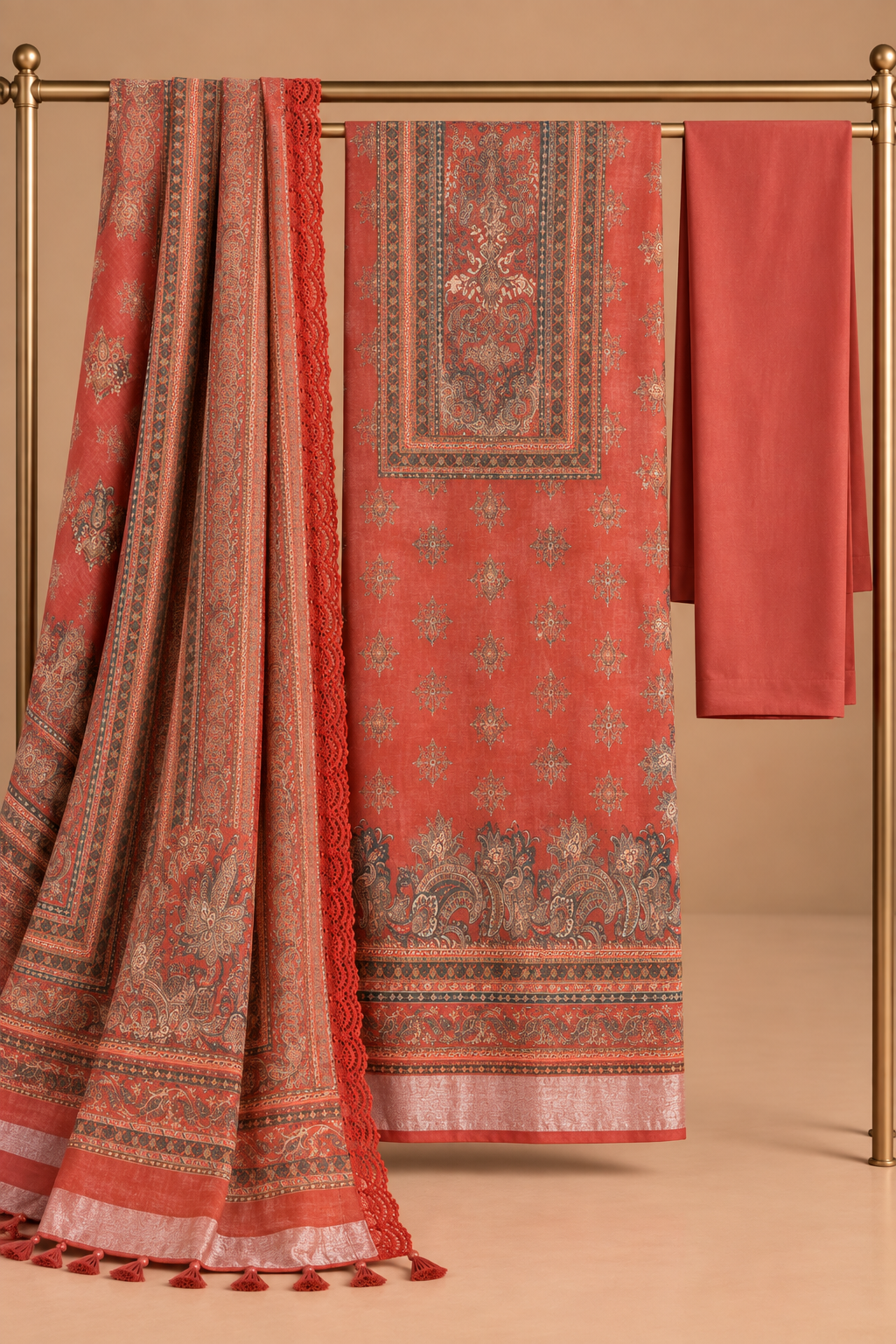 Rangrez Rust — Unstitched Suit