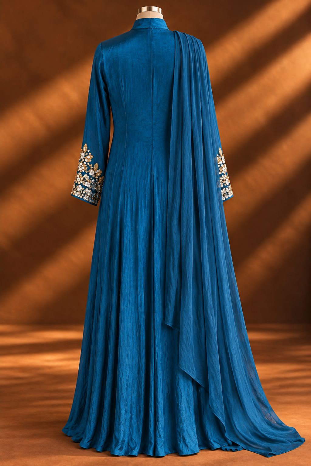 Mehrunissa Teal Zari Floral Saree