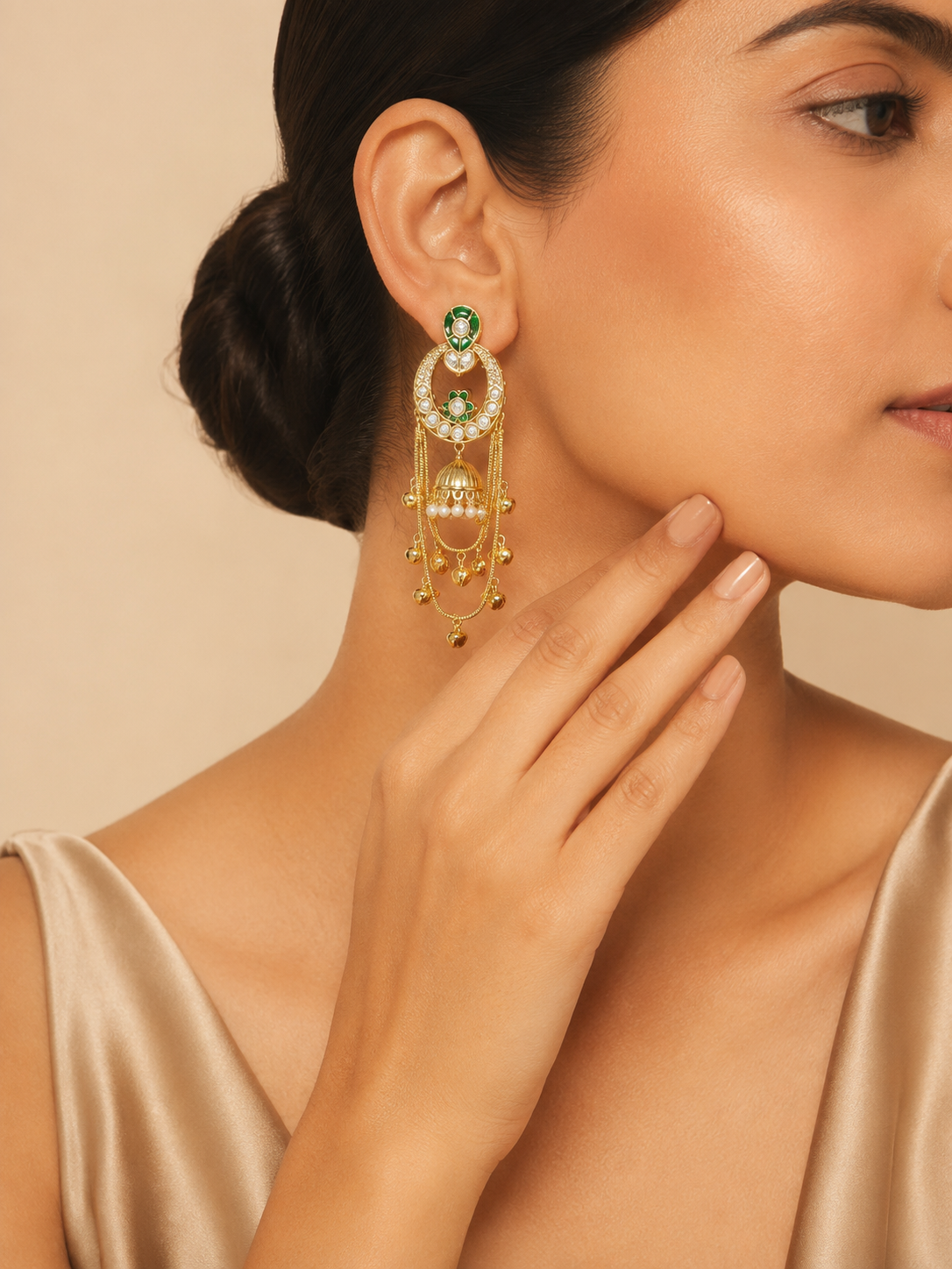 The Ruhani Crimson Shoulder-Dusting Jhumkas