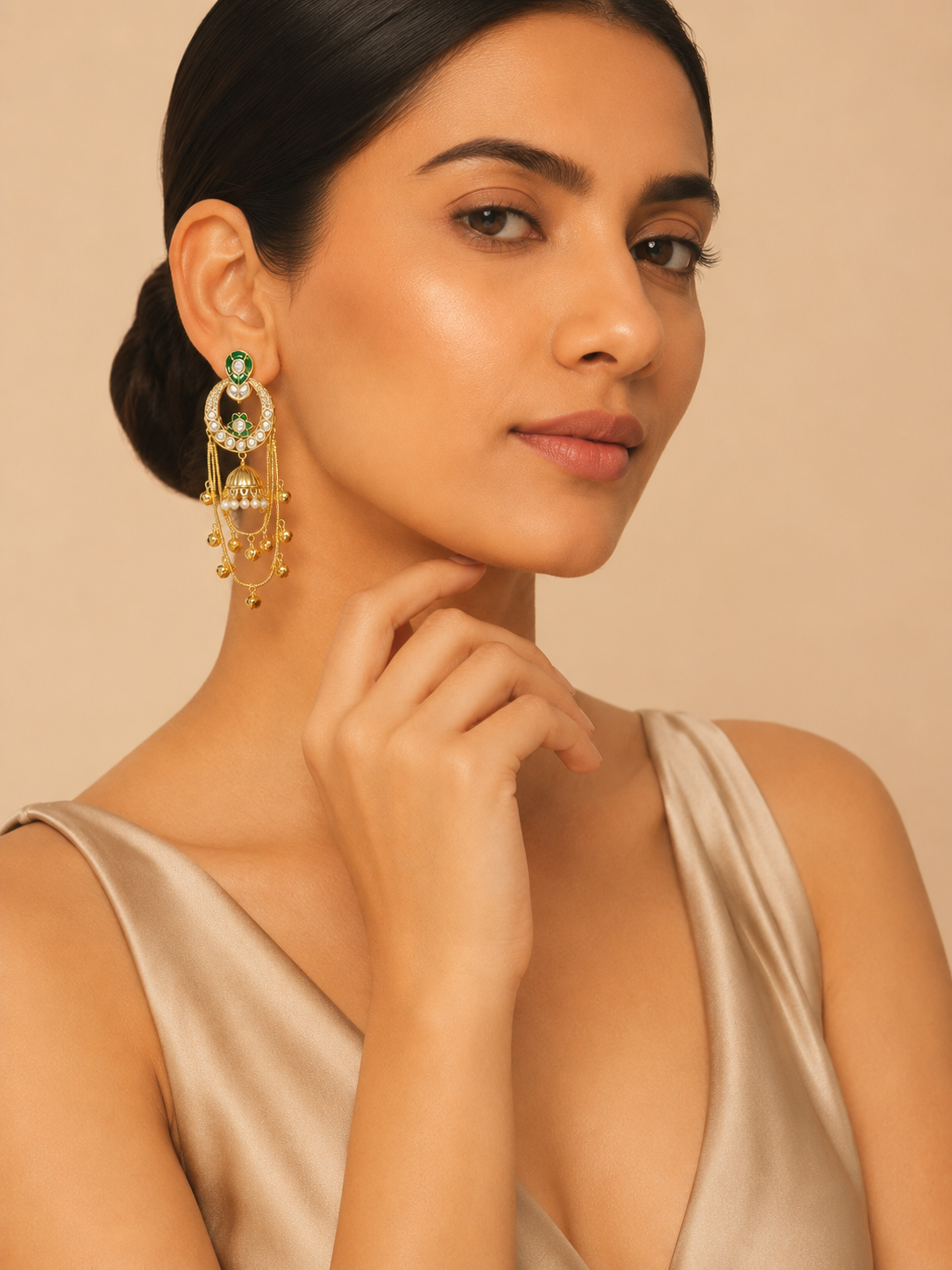 The Ruhani Crimson Shoulder-Dusting Jhumkas