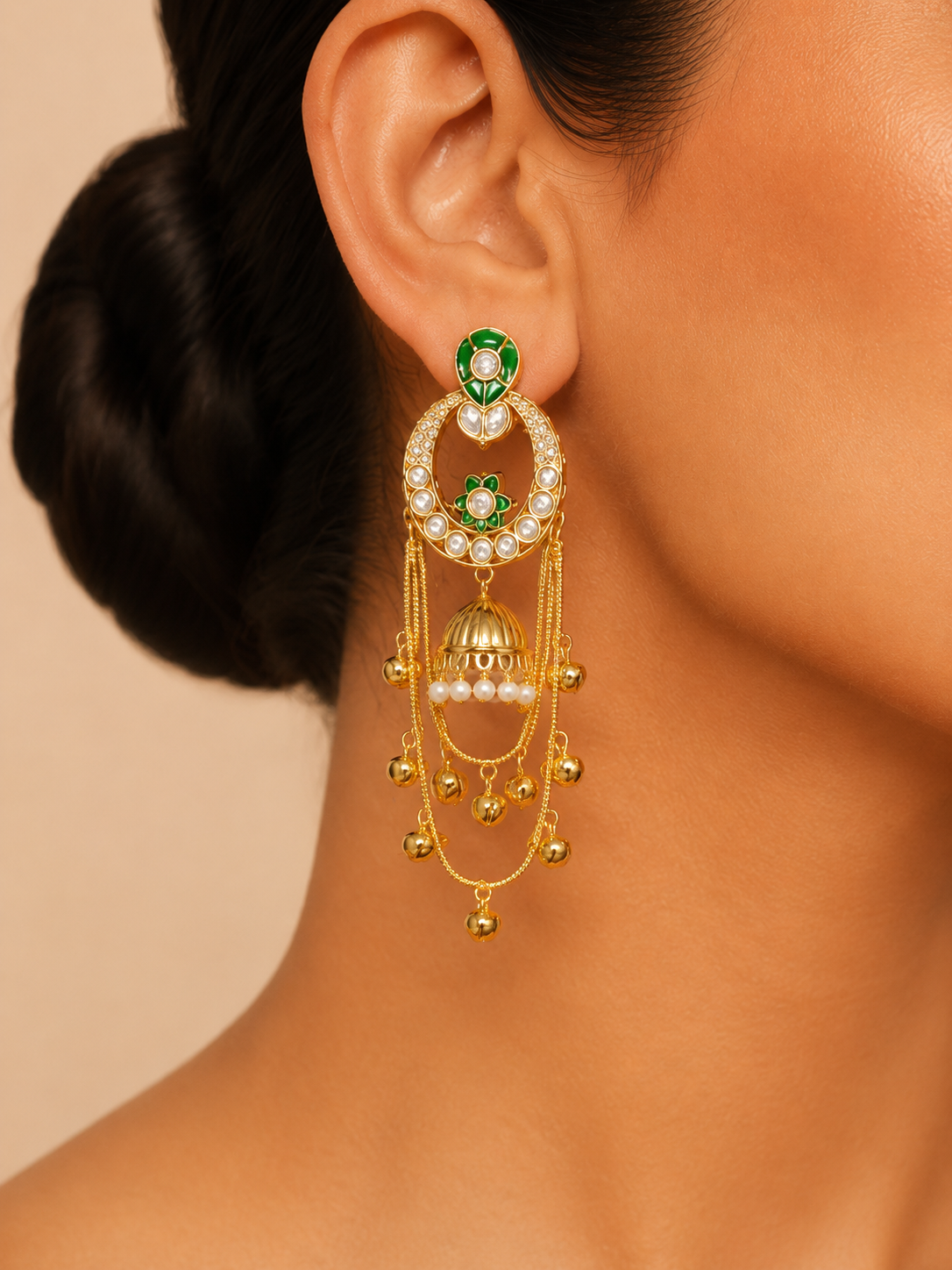 The Ruhani Crimson Shoulder-Dusting Jhumkas
