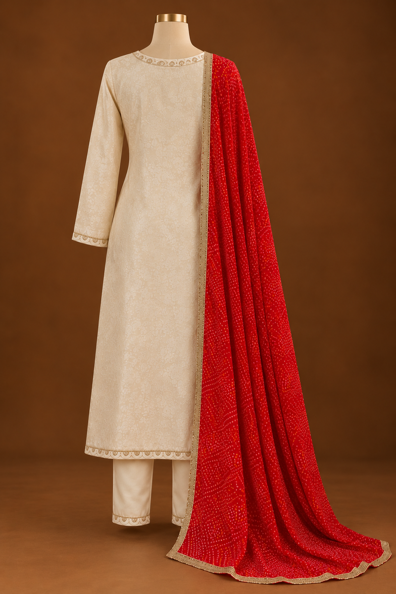 RUBAIYA — Ivory Crimson Heritage Suit