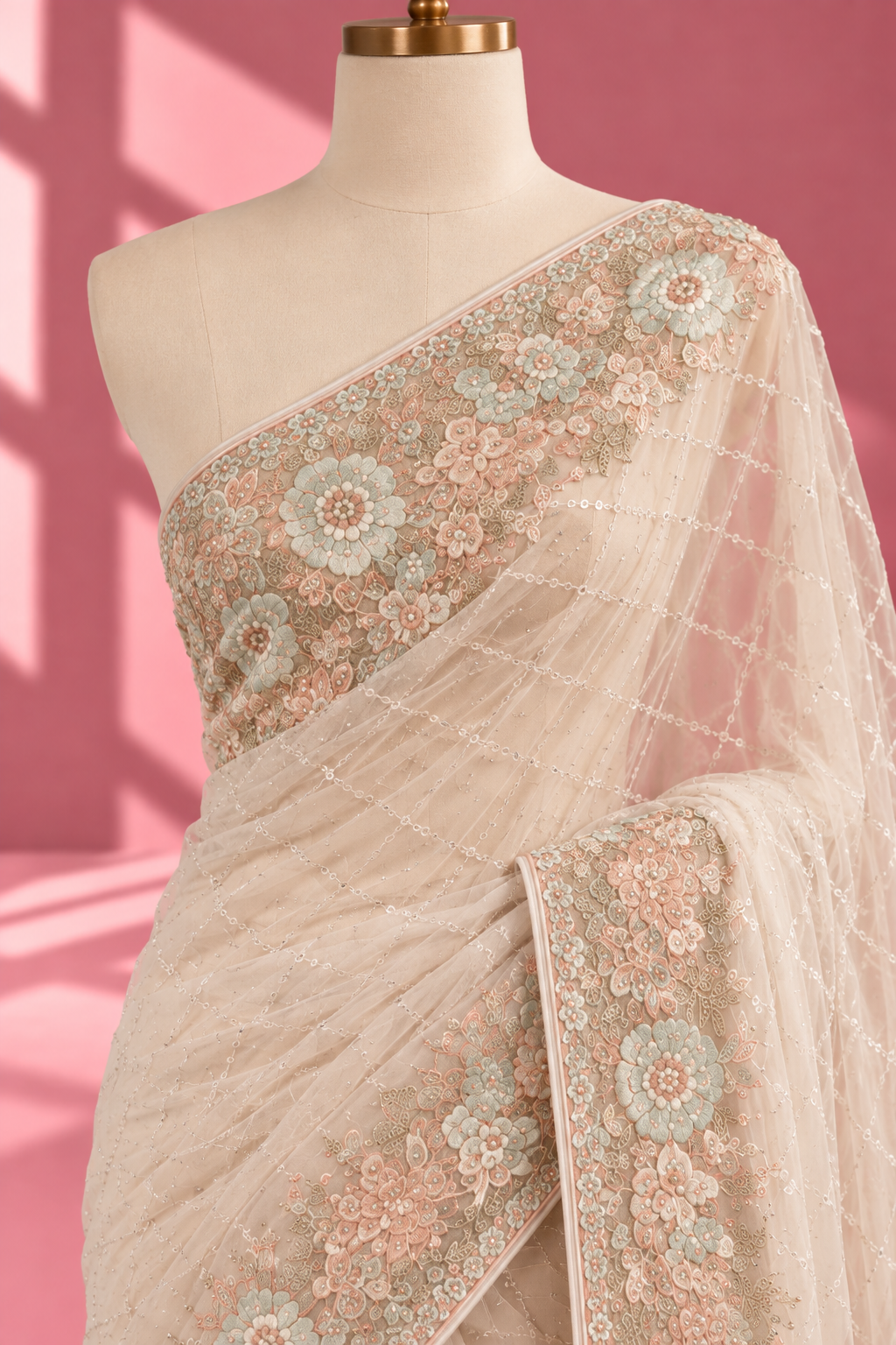 Chandrika Jaal Ivory Net Saree