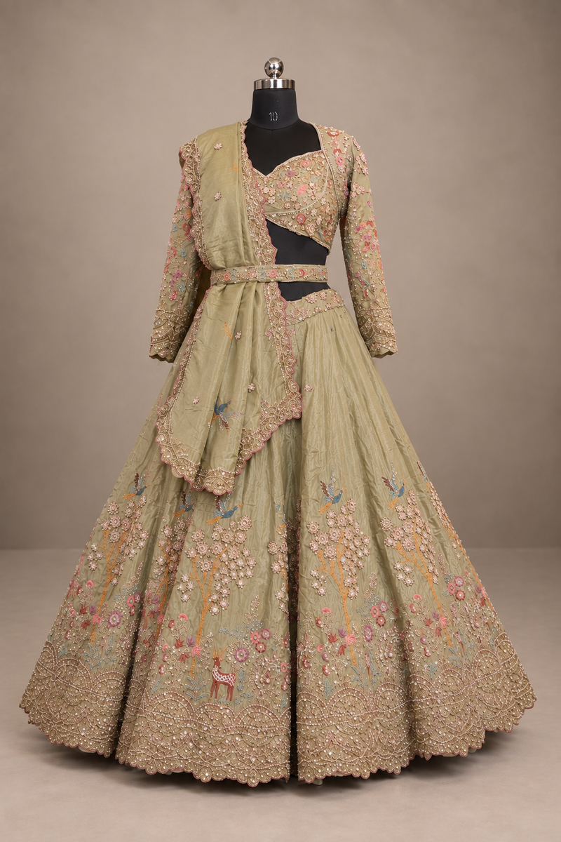Meherbano Gulabari Embroidered Lehenga