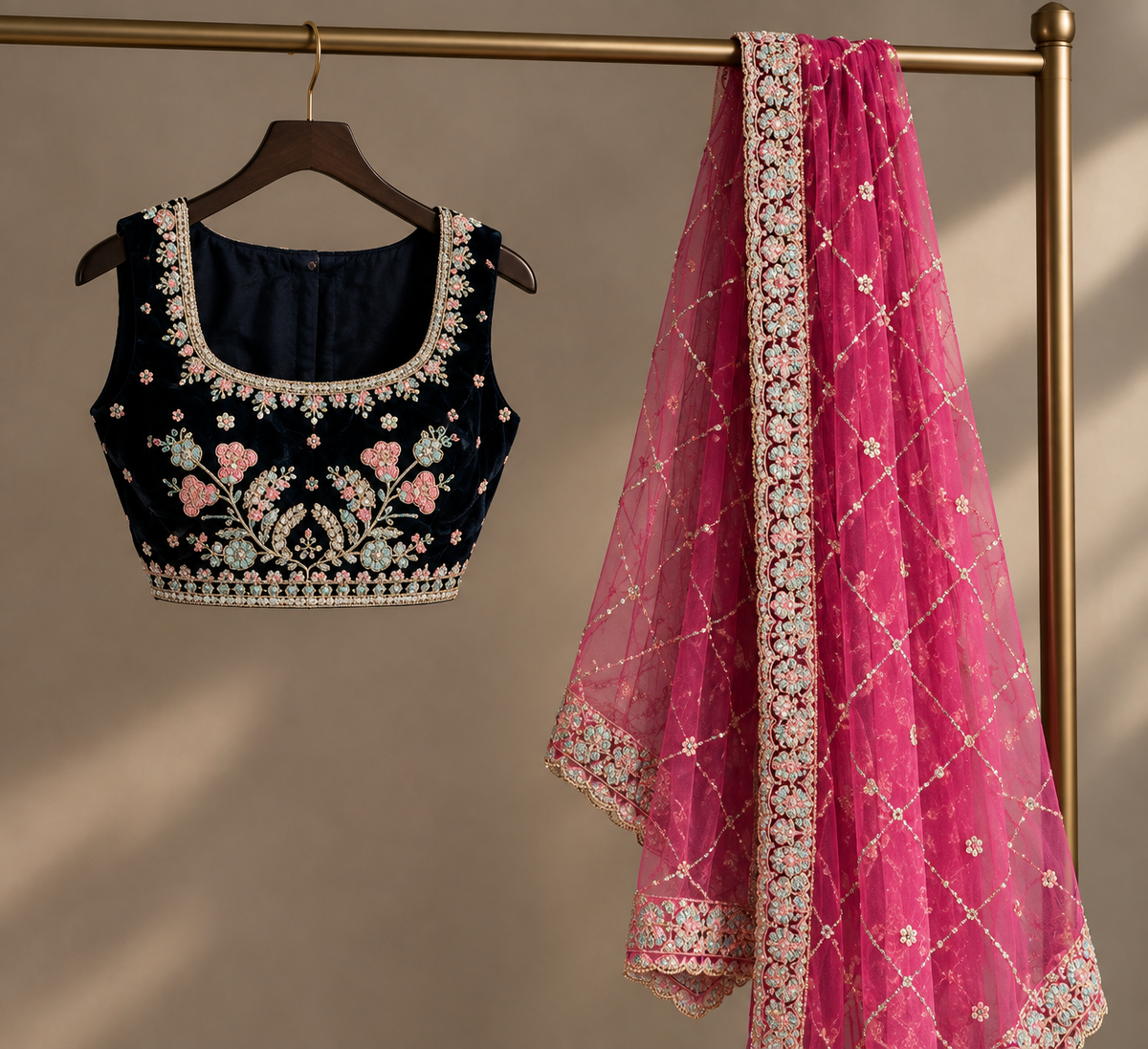 Midnight Blossom Lehenga