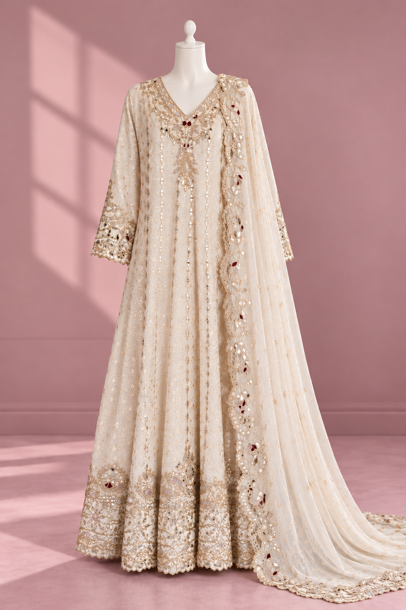 Ivory Noor Anarkali Set