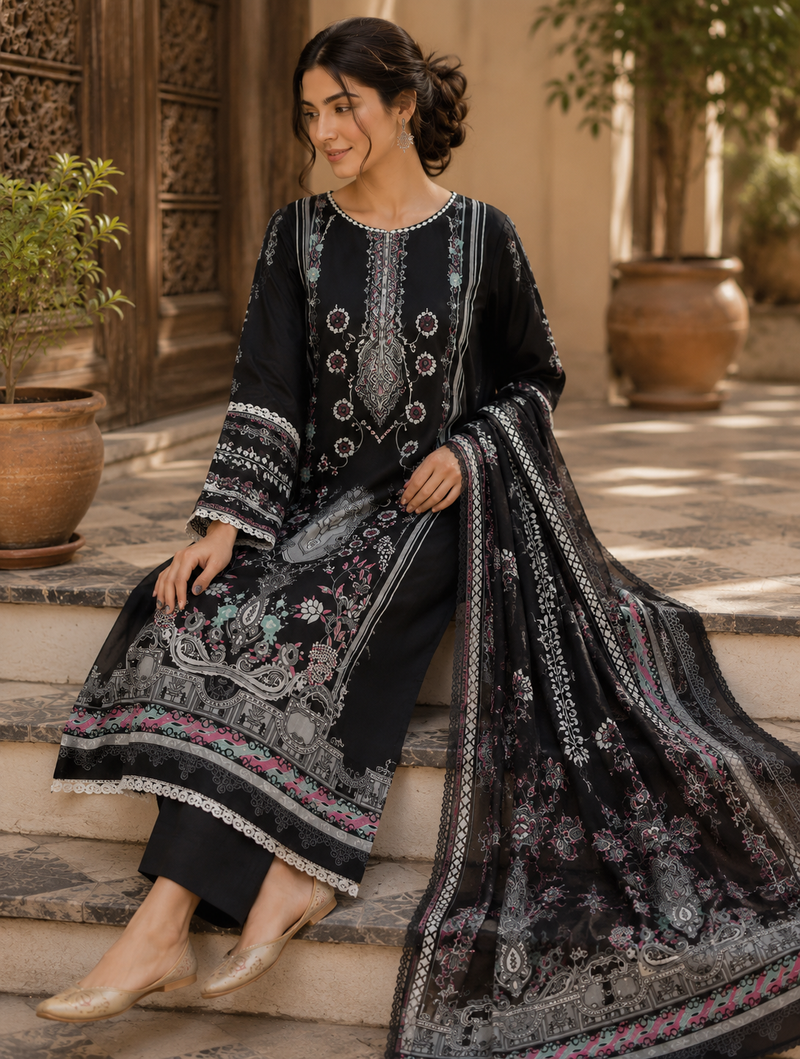 Noir Jardin Printed Suit Set