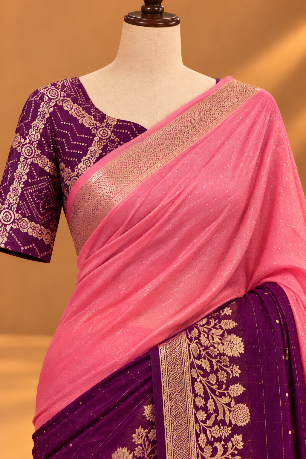 Gulnaar-Rang Mehrab Saree