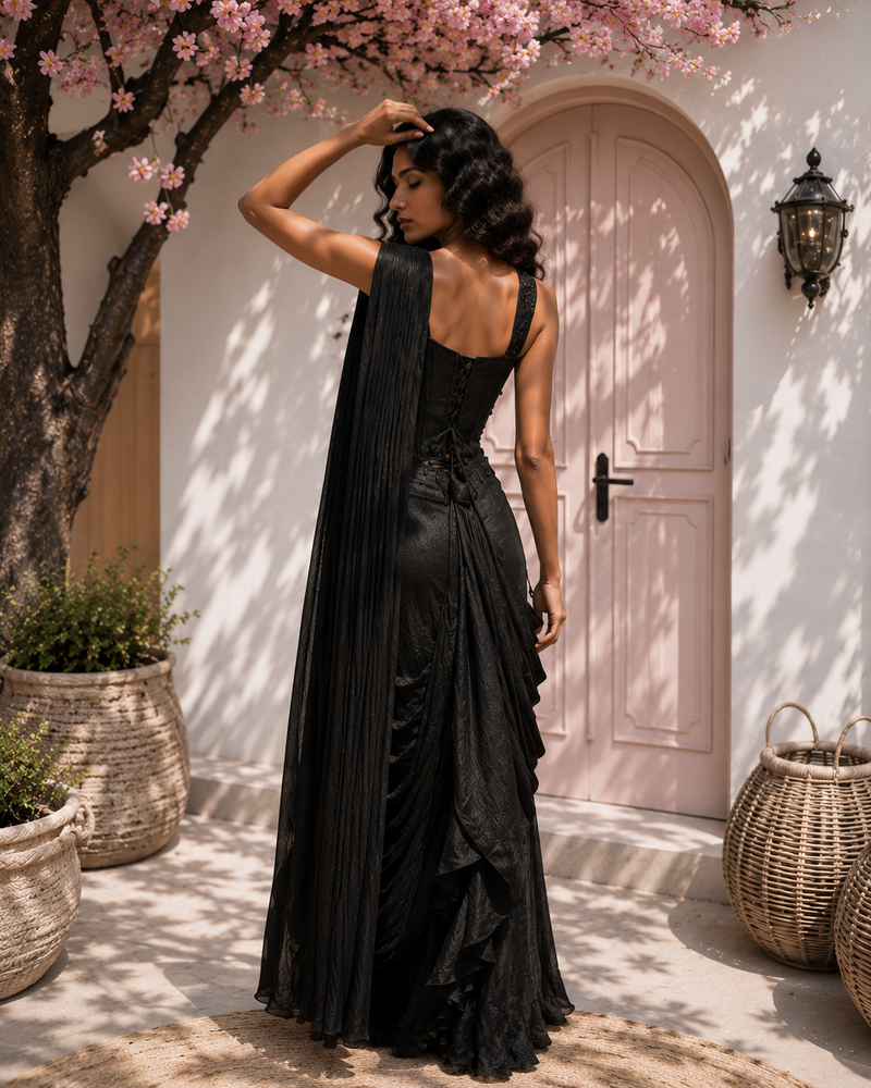 Noir Étoile Drape Sare