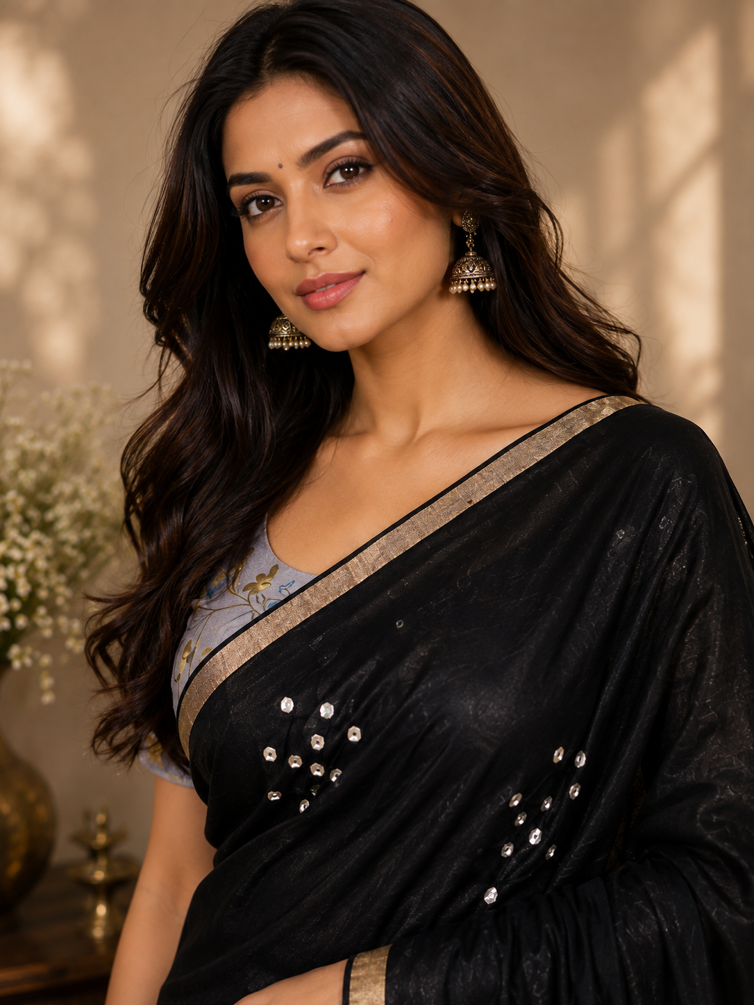 NOIR JARDIN — Floral Pallu Saree