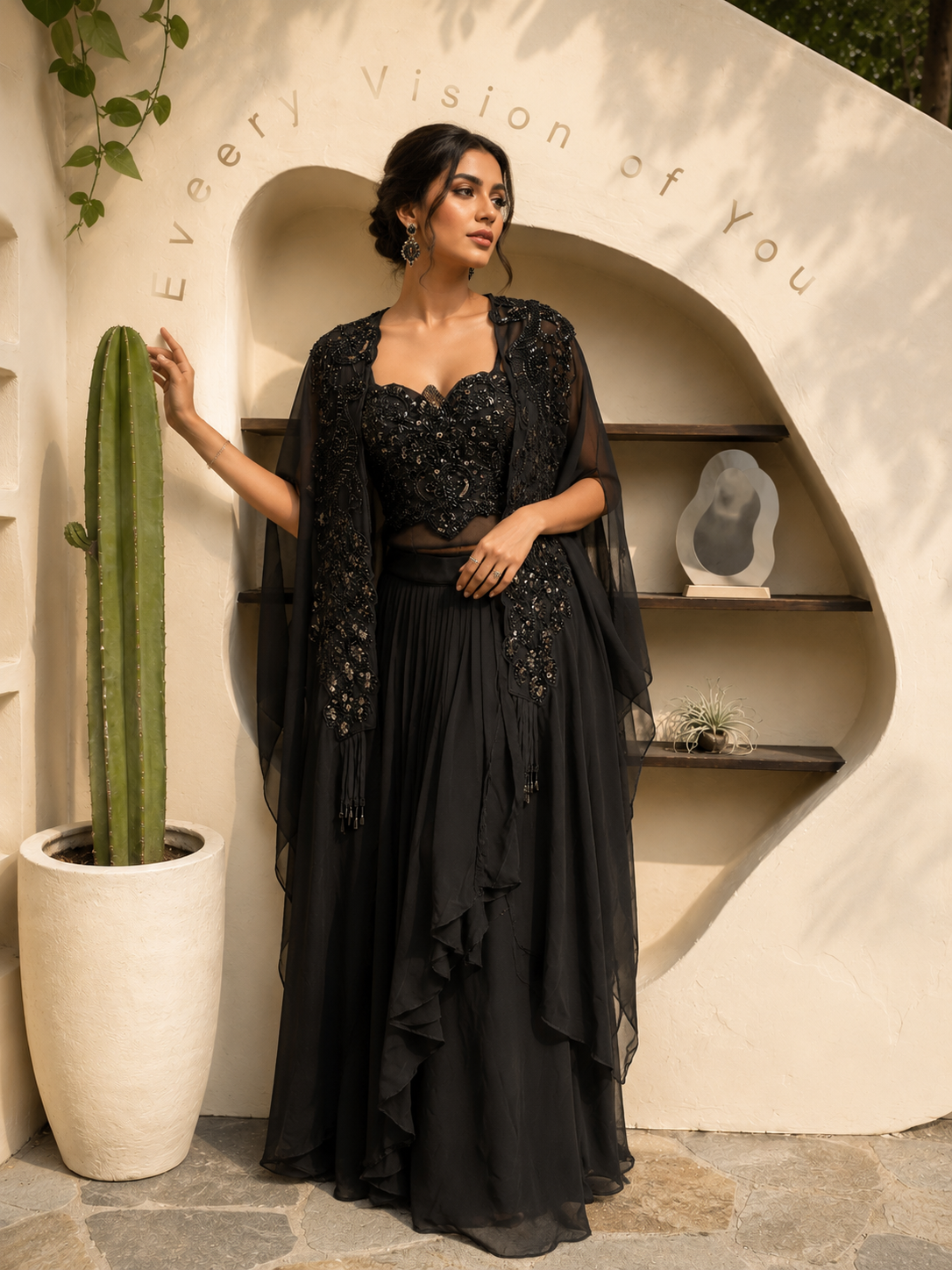 Noir Celeste Cape Set