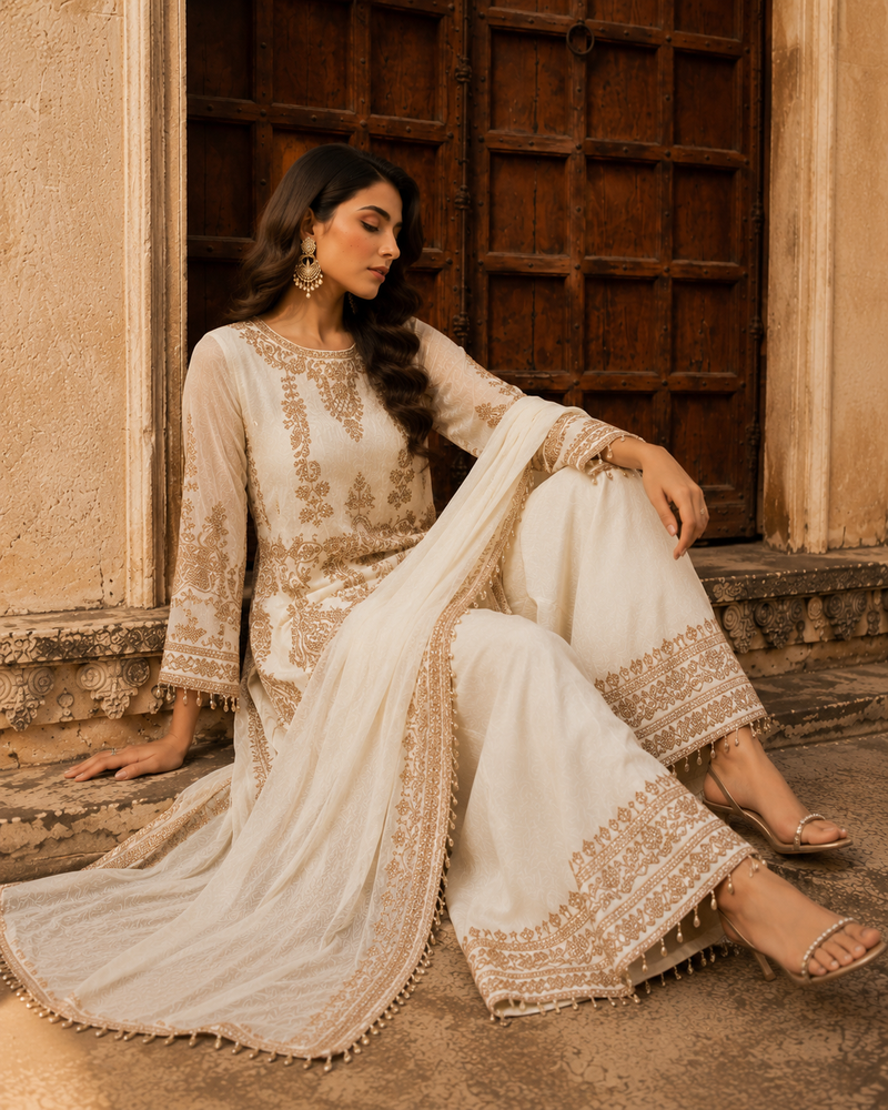 Sheesh Mahal Ivory Suit Set