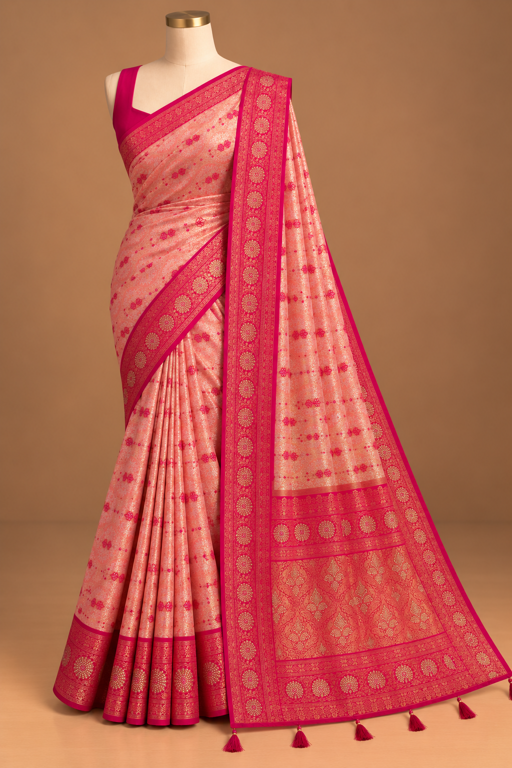 Gulabi Meenakari Banarasi Saree