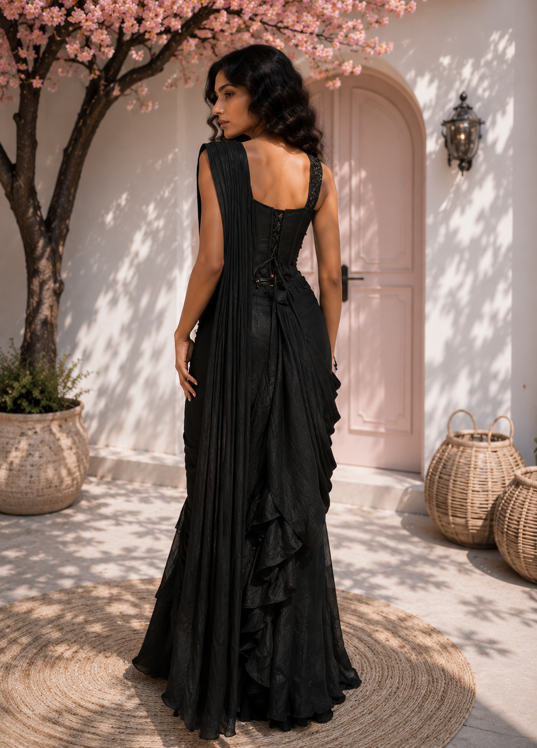 Noir Étoile Drape Sare